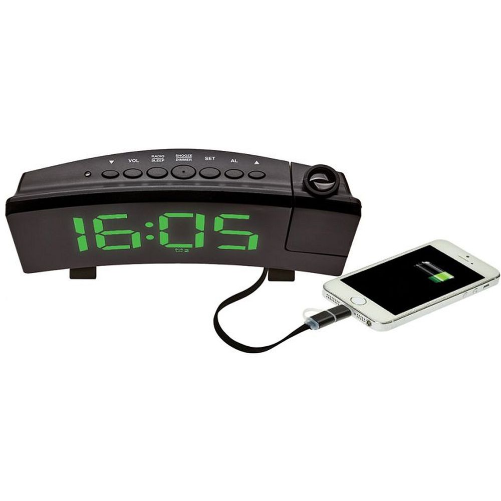 Radio-réveil LED écran incurvé et projecteur
